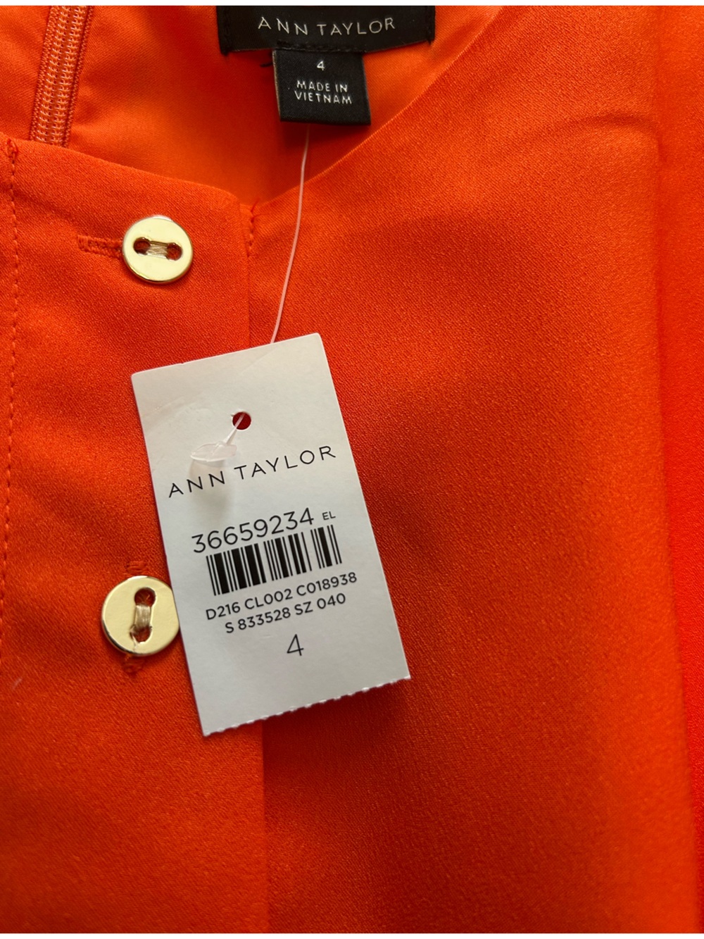 Ann Taylor Size 4 Sleeveless Bright Orange High-Low Belted Midi Dress - Picture 3 of 7